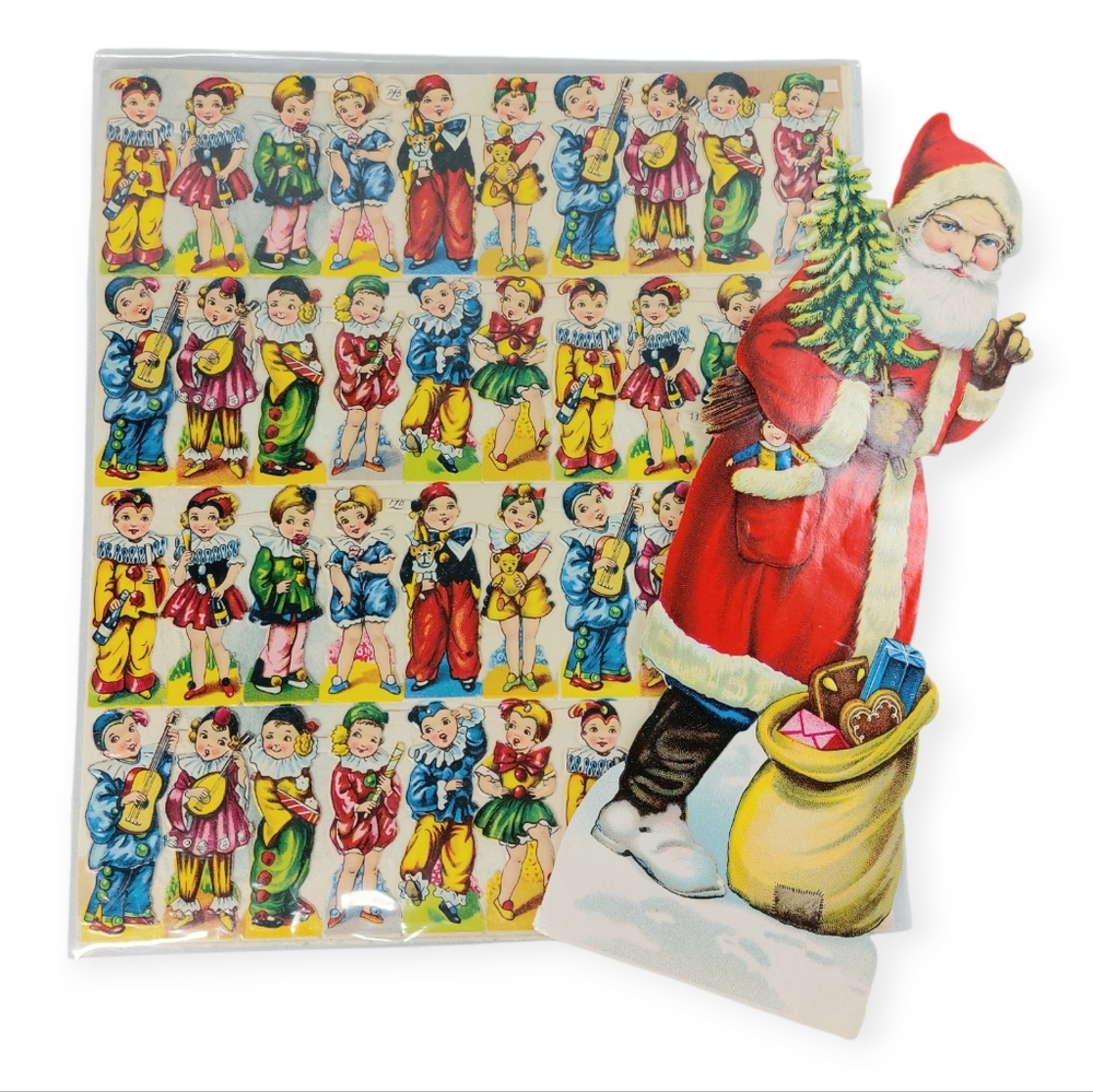 Vintage Christmas Santa Children Diecuts Paper West Germany